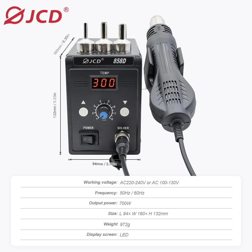 JCD Hot Air Gun 858D BGA Rewor - Heat Gun Embossing review and price